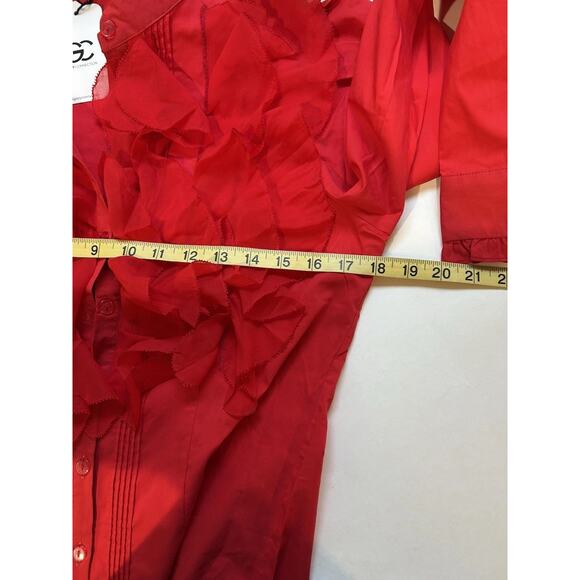 Glory Connections Red Blouse FANTASY RUFFLE ROMPER TOP Size Medium - Picture 7 of 12